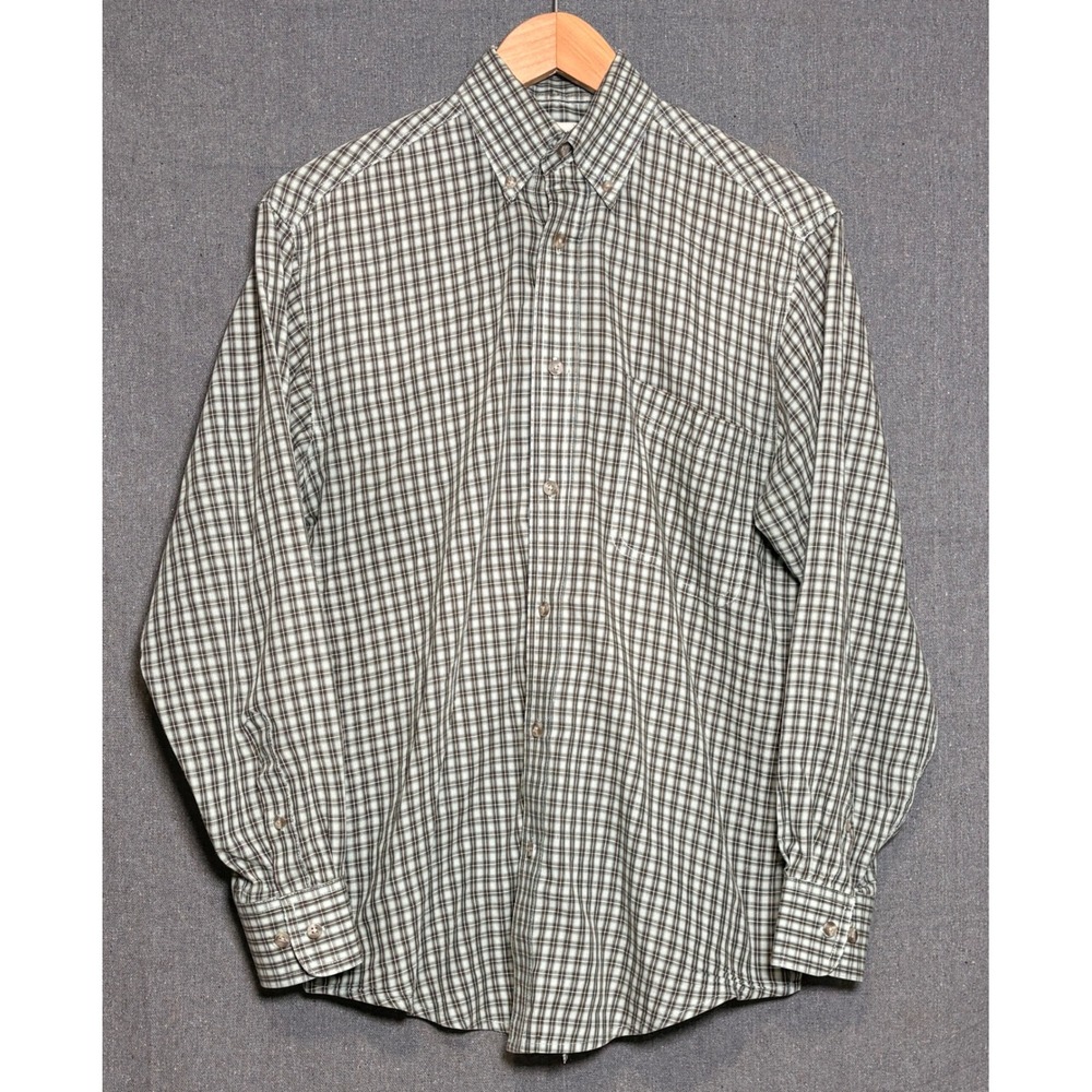 Wrangler Riata Mens Long Sleeve Plaid Button Down Shirt Green Western